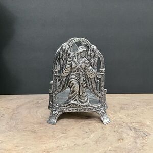 VTG Carson Pewter Jar Candle Holder- Guardian Angel 6”